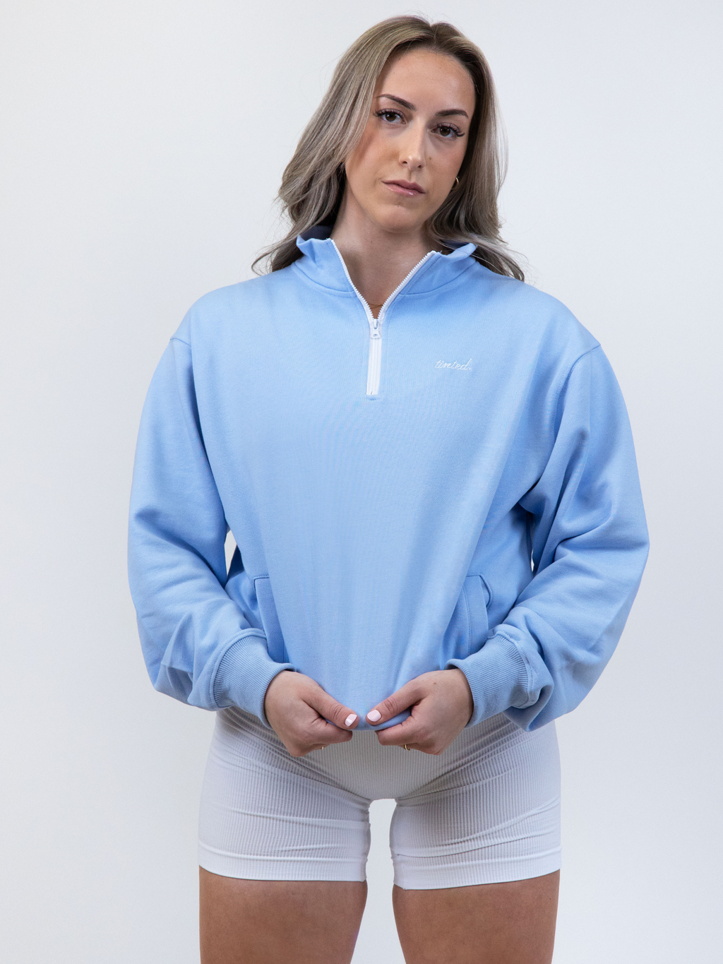 ¼ zip crewneck | OCEAN BLUE