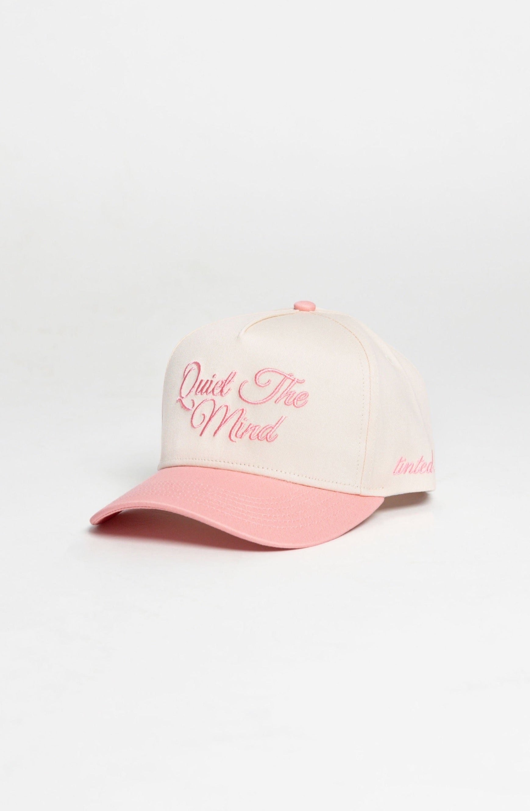 “Quiet the Mind” Canvas Trucker Hat | BABY PINK