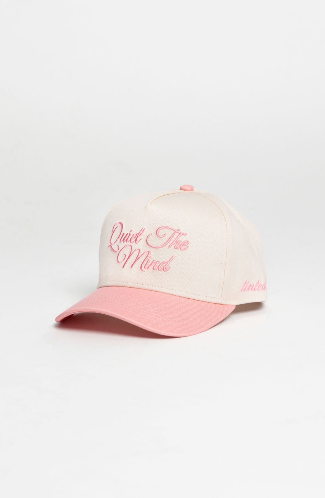 “Quiet the Mind” Canvas Trucker Hat | BABY PINK