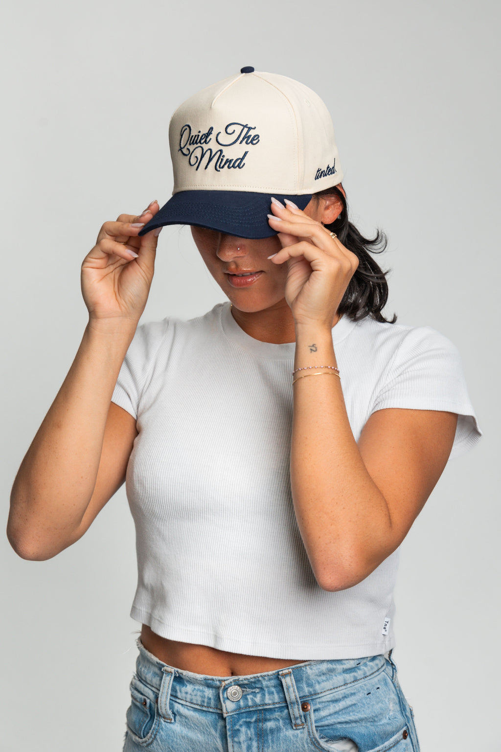 “Quiet the Mind” Canvas Trucker Hat | NAVY