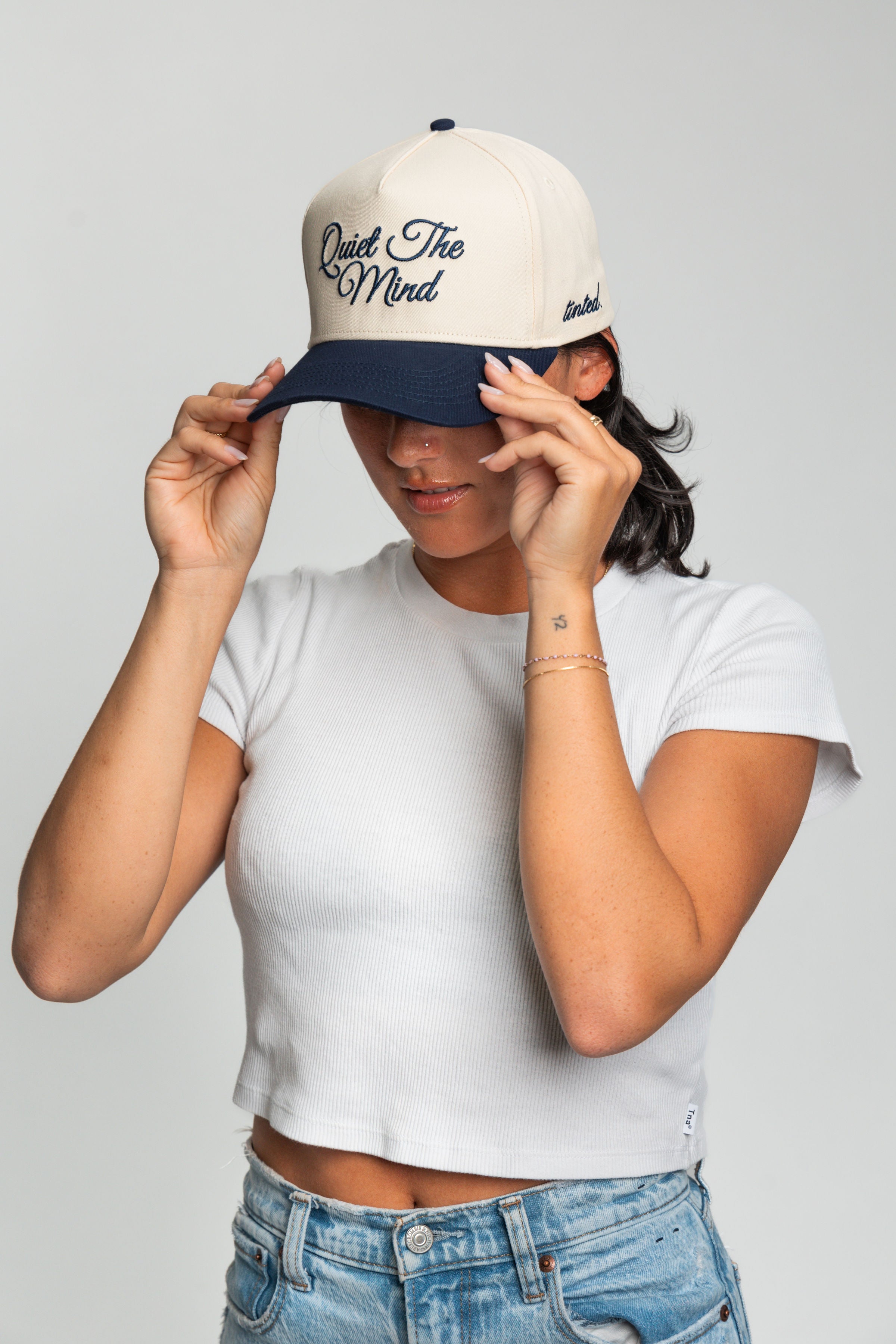 “Quiet the Mind” Canvas Trucker Hat | NAVY