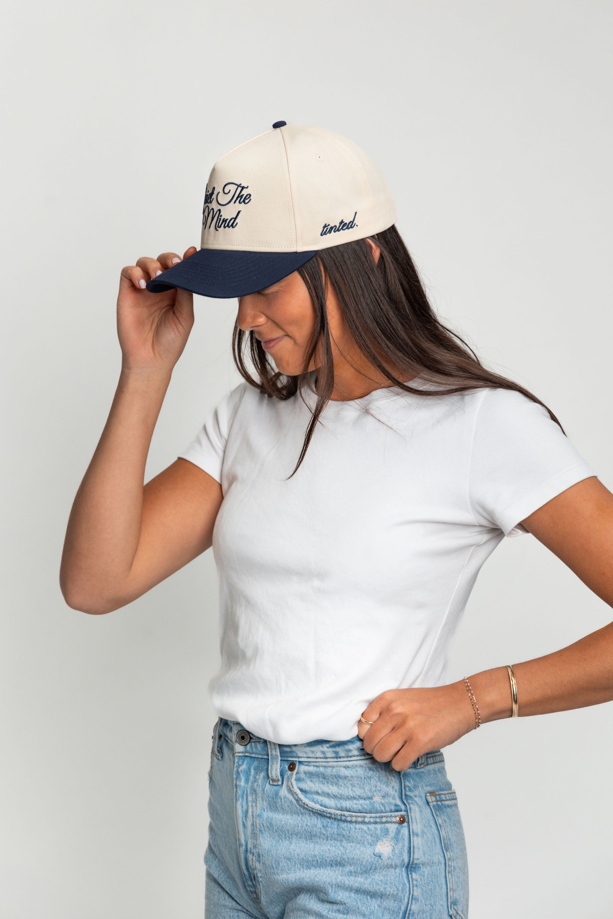 “Quiet the Mind” Canvas Trucker Hat | NAVY