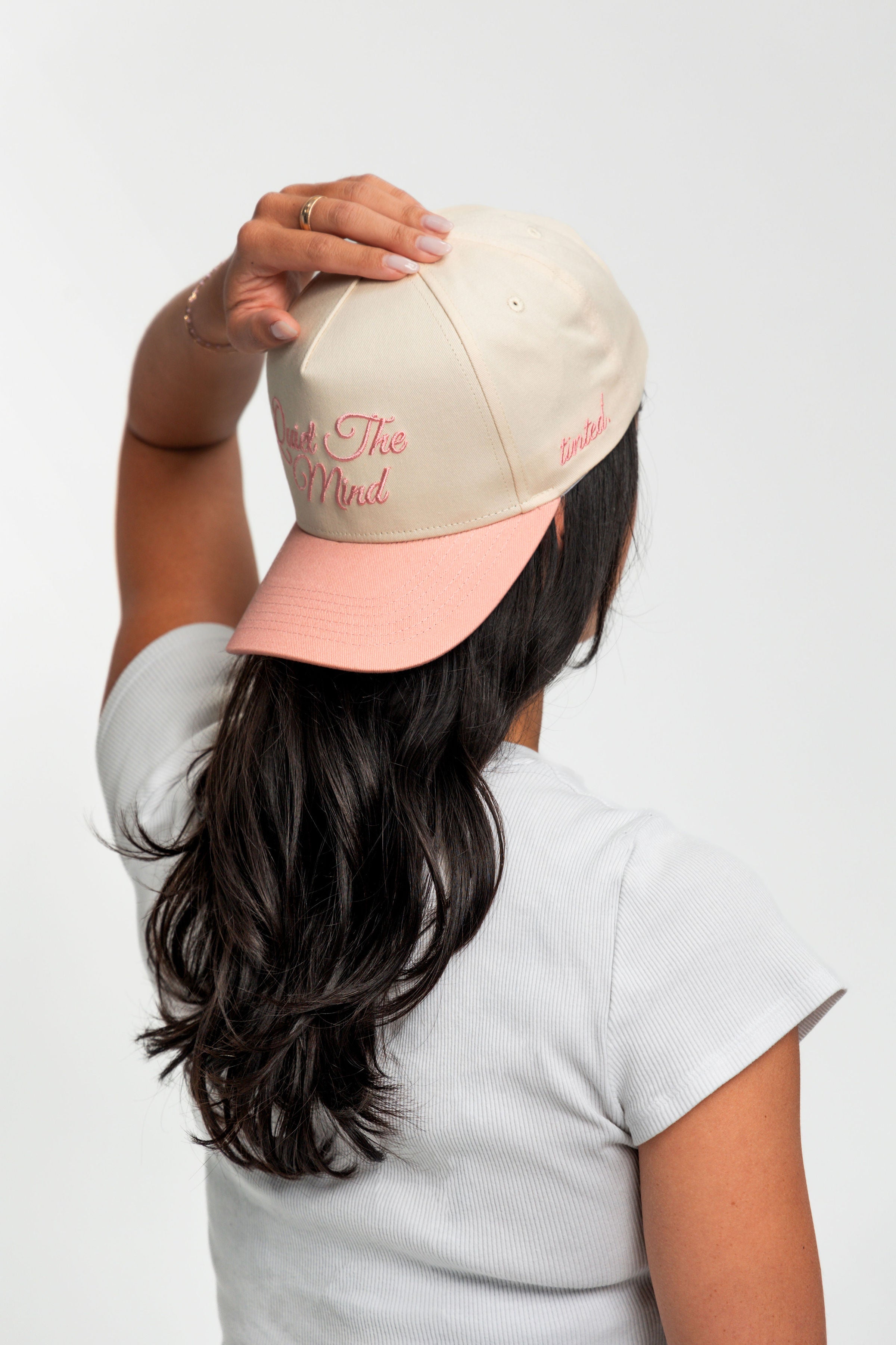 “Quiet the Mind” Canvas Trucker Hat | BABY PINK
